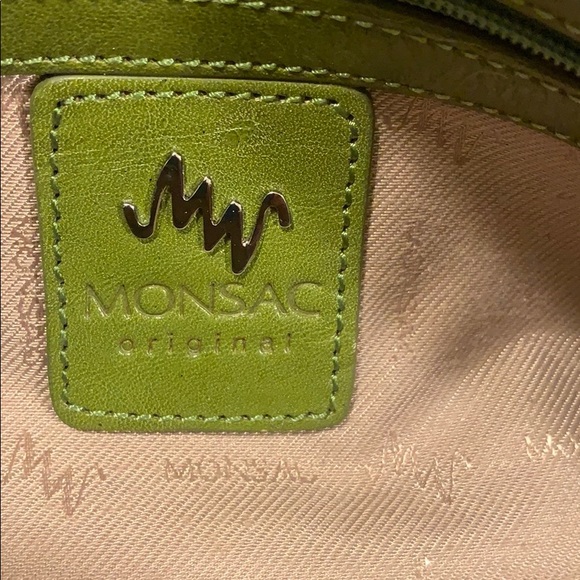 EUC leather baguette bag zip top AVOCADO Mid-size - Picture 2 of 16